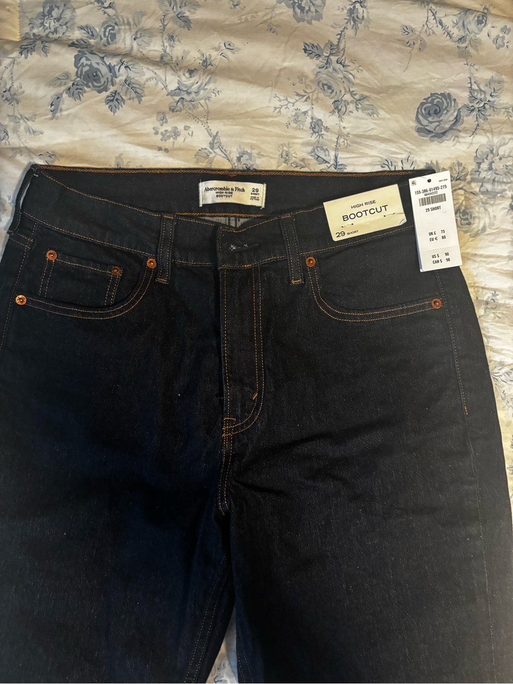 Abercrombie & Fitch Dark Indigo High-Rise Bootcut Jeans